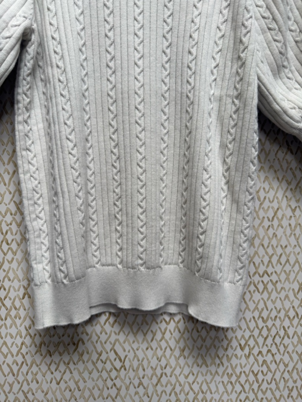 Elie Tahari Cream Cable Knit Puff Sleeve Top Balletcore Preppy Coquette Sz M - Picture 6 of 11